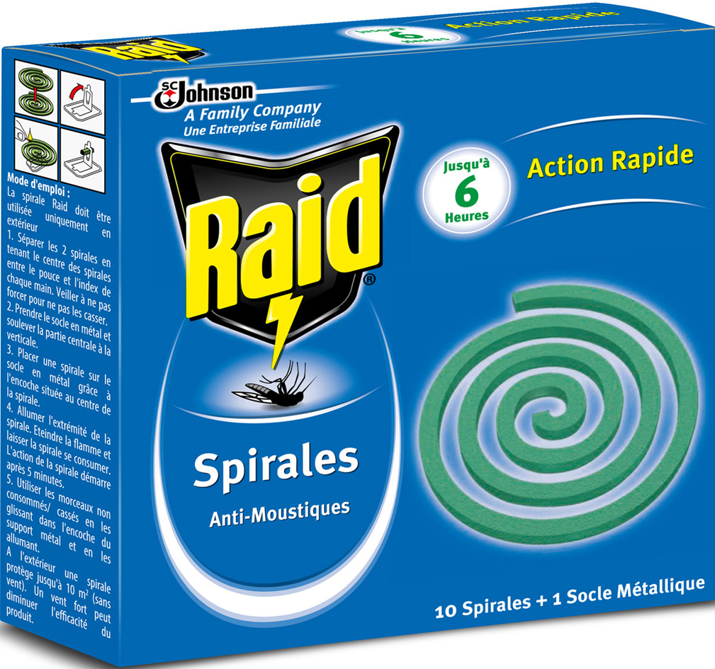 RAID® SPIRALES – 10 SPIRALES + 1 SOCLE MÉTALLIQUE