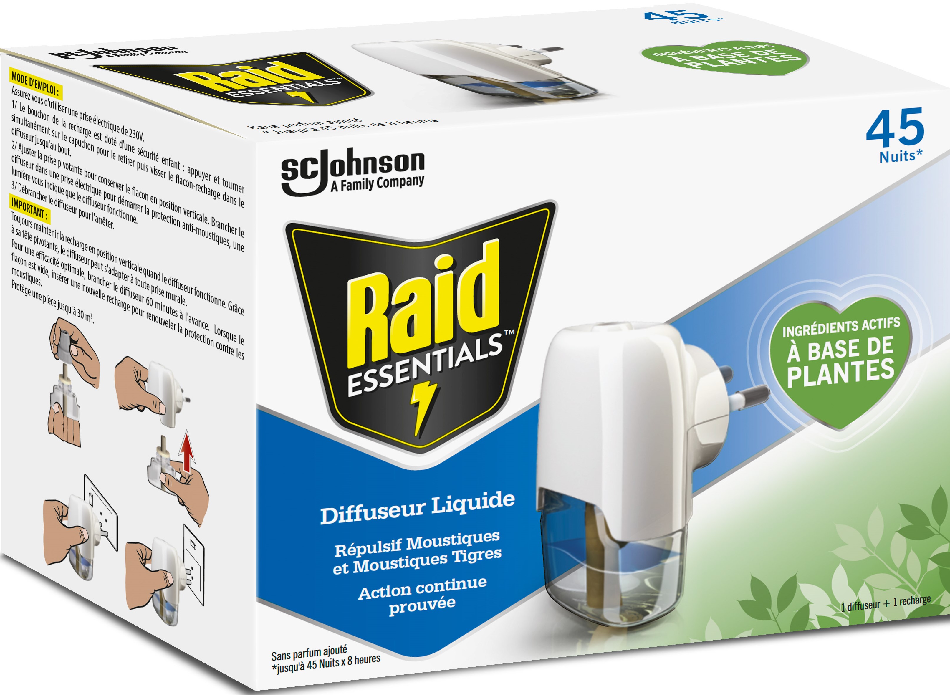 Raid® Essentials™ Diffuseur Liquide Repulsif Moustiques 45 Nuits