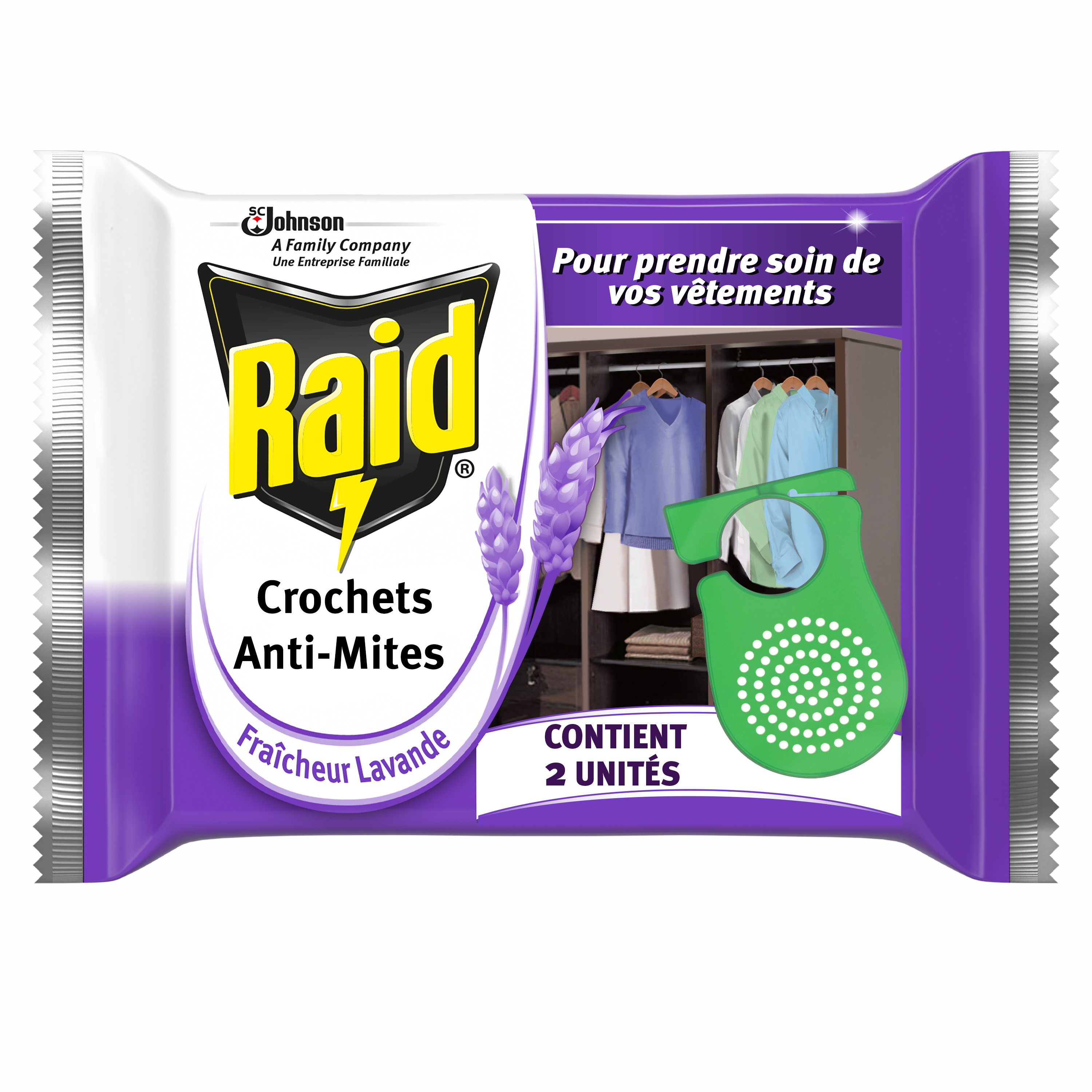 Raid® Crochets Anti-Mites Fraicheur Lavande x2